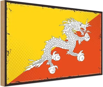 Produktbild von vianmo Holzschild 30x40 cm Bhutans Retro Bhutan Flagge Fahne Wappen