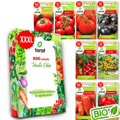 Obrázok produktu pre Toraf semená paradajok XXL set 800 semien 8 druhov cherry a skleníkové paradajky pre záhradu a balkón