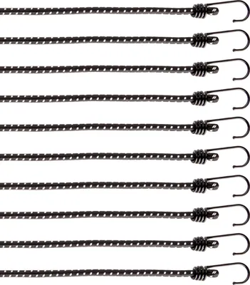 Produktbild von com-four® 10-teiliges Set Gummispanner mit reflektierenden Streifen - Gepäckspanner - Expander mit Haken - Spanngummi zur Ladungssicherung - Spanngurt