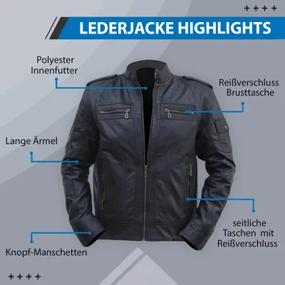 Produktbild von German Wear, Lederjacke Trend Fashion lammnappa echtleder Jacke Nappa Leder Schwarz, Größe:48/M