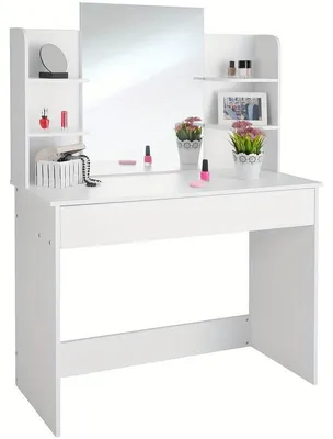 Obrázek produktu pro Kosmetický stolek, bílý, šířka 139,7 cm, s zásuvkou a zrcadlem