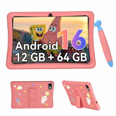 Obrázek produktu pro Tabwee K10 Kids 10.1" Rosa Tablet, Google Kids Space, 4GB RAM+64GB ROM, Android 15 WiFi Tablet für Kind mit Kindgerechte Hülle und Stift, 5000mAh