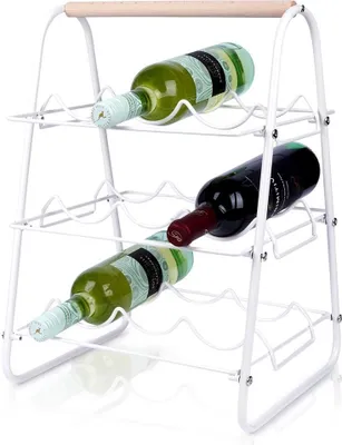 Produktbild von Weinregal für 9 Flaschen, EXCENT HOUSEWARE, weißes Metall, 33 x 29 x 46 cm, komplettes Montageset