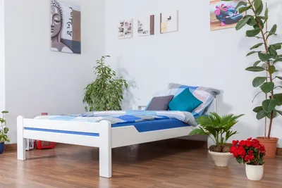 Produktbild von Holzbett Bettgestell Buche 140 x 200 cm Weiß