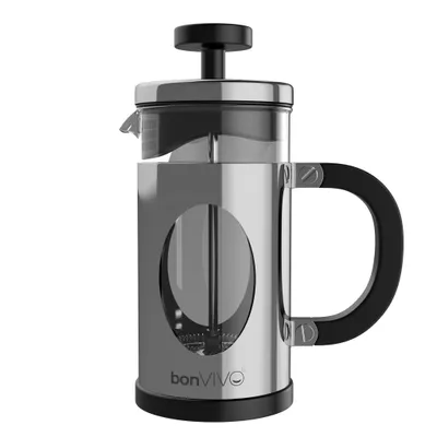 Produktbild von bonVIVO Kaffeebereiter, French Press, Kaffeepresse, Kaffee-Kocher, Kaffee-Kanne, Farbe:silber, Größe:350 ml