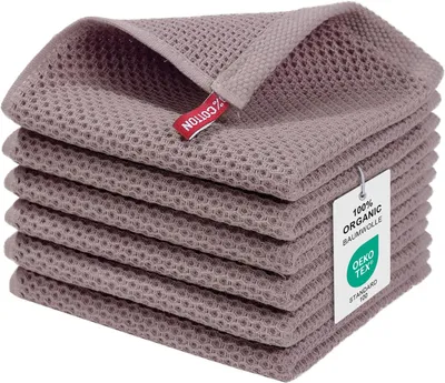 Productafbeelding van Theedoeken 100% Katoen - Wafelpatroon - Bruin - 30x30 cm - 6 Stuks