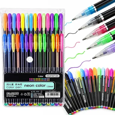 Zdjęcie produktu dla DŁUGOPISY ŻELOWE KOLOR 24SZT neonowe kolorowe do szkoły pisaki żelowe zestaw do notatek rysowania bullet journal