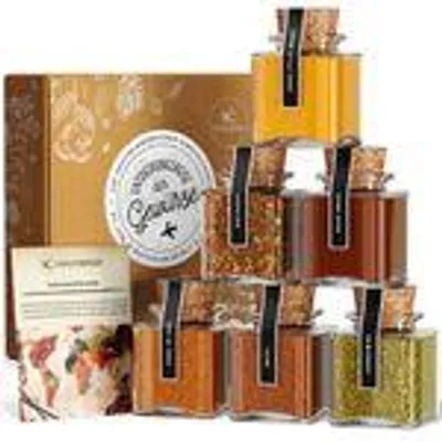 Obrázek produktu pro Krautberger koření dárková krabička I 6 směsí koření z celého světa dárková prémiová krabička I dárková sada koření v kvalitě B I O + recepty