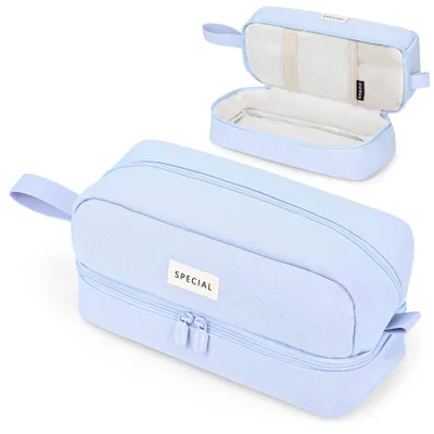 Produktbild von Stilvolles Federmäppchen für Schülerinnen, Mädchen, Erwachsene und Frauen – Blau