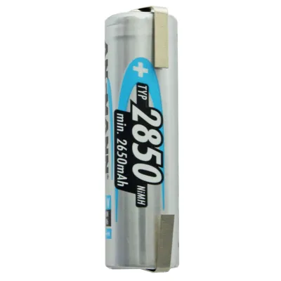 Zdjęcie produktu dla Akumulator Ansmann 1,2 V o pojemności 2850 mAh z końcówkami lutowniczymi w kształcie litery U lub Z do wyboru Końcówka lutownicza w kształcie litery Z