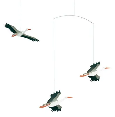 Produktbild von Flensted Mobiles Glückliche Störche Karton 38x45 cm schwarz, grau, weiß