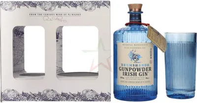 Obrázek produktu pro Irská gin Drumshanbo Gunpowder s přiloženým sklenicí, 43 %, objem 0,70 litru.