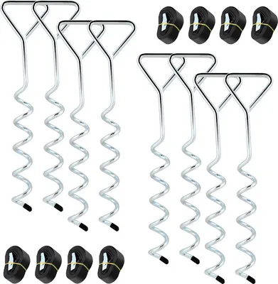 Image de SWANEW 8x Ancrage au sol Trampoline 5 tours Sangles réglables Inoxydable Sécurité Set Ancrage au sol Fixation