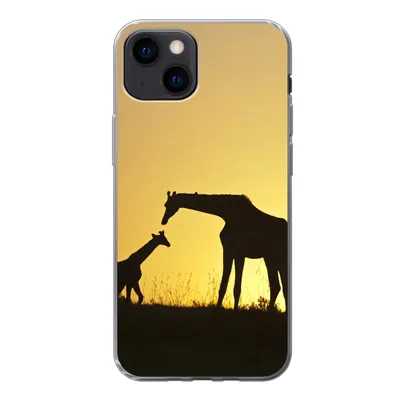Produktbild von MuchoWow® Handyhülle Schutzhülle Hülle für iPhone 13 mini Giraffe - Scherenschnitt - Kalb Silikon Softcase Handy Hülle - Softcase