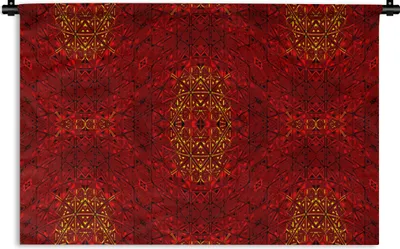 Produktbild von MuchoWow® Wandteppich Wandbehang Muster - Abstrakt - Rot 90x60 cm Tapisserie Dekoration Wandtuch - Wandskulpturen - Bildteppich