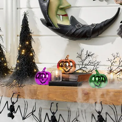 Obrázek produktu pro Halloweenská dýňová dekorace - lesklá - 6 cm - 3 barvy / balení