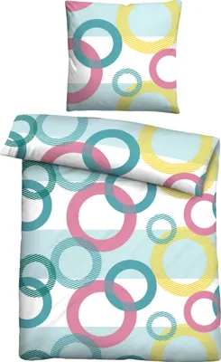Produktbild von Traumhaft schlafen - Castell - Markenbettwäsche Baumwoll Renforce Bettwäsche 0040568 KREISE color: bunt, size: 1x 155x220 cm + 1x 80x80 cm