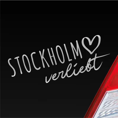 Produktbild von Auto Aufkleber Stockholm verliebt Herz Stadt Heimat Liebe Car 19x7 cm Silber Sticker Heckscheibenaufkleber