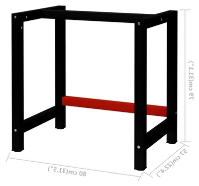 Produktbild von Metallgestell für Werkbänke 80x57x79 cm Schwarz und Rot
