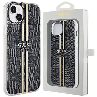 Produktbild von Guess Iml 4G Gold Streifen Etui Für Iphone 15 / 14 / 13 - Schwarz