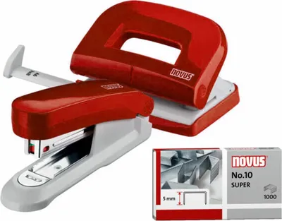 Produktbild von novus Locher und Heftgeräte Set E210/E15 rot