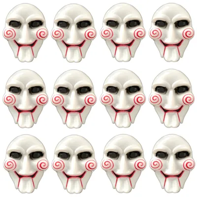 Produktbild von 12 Stück Jigsaw Maske | Jig Saw Fasching Karneval Filmmaske | Halloween Chucky Horror Gesichtsmaske