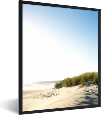 Produktbild von MuchoWow® MuchoWow® Gerahmtes Poster Strand - Meer - Gras 30x40 cm - Poster mit zchwarzem Bilderrahmen - Wanddeko - Kunstdrucke
