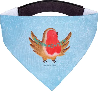 Produktbild von Mr. & Mrs. Panda Hund Halstuch Rotkehlchen Weihnachten - Eisblau - Geschenk, Hunde, Frohe, Winter, Weihnachtsgruß, Hundehalstuch, Tuch, Vogel, Weihnachtsmotiv