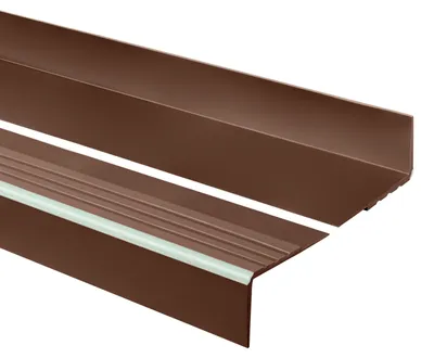 Obrázek produktu pro QUEST Schodová lišta 40x40 mm, 1.5m RDFL PVC, Protiskluzová schodová hrana, schodový profil, ochrana schodů, bronz