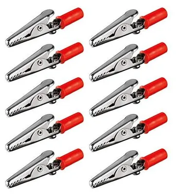 Zdjęcie produktu dla Zacisk krokodylkowy czerwony 55MM ze śrubą metalowy 10 sztuk