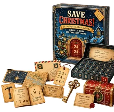Obrázek produktu pro Mystery Adventní kalendář Vánoce Puzzle Hra 24 Dní Odpočítávání D One Size