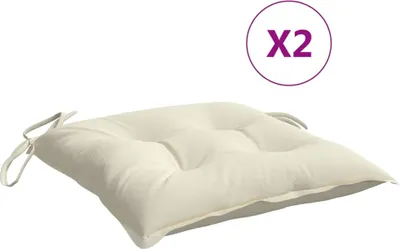 Produktbild von vidaXL Stuhlkissen 2 Stk. Cremeweiß 50x50x7 cm Oxford-Gewebe