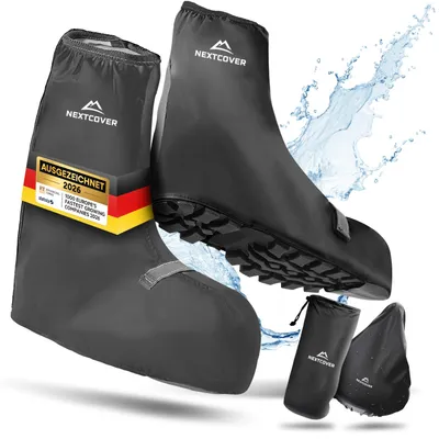 Produktbild von Nextcover® Schuhüberzieher wasserdicht I 100% wasserdichte Fahrrad Überschuhe I Reflektierende Regenschutz Schuhe I Regenüberzieher Schuhe I 44-46