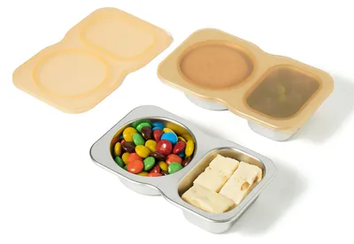 Snackboxen aus Edelstahl, 2er-Set, 2 Fächer, 150 ml, BPA-frei