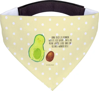 Produktbild von Mr. & Mrs. Panda Halstuch Für Hunde Avocado Kern rollt - Gelb Pastell - Geschenk, Schwangerschaft, Geburtstag, Hund, Hundehalstuch, Tuch, Liebe, Säugling, Avocados