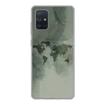 Produktbild von MuchoWow® Handyhülle Schutzhülle Hülle für Samsung Galaxy A51 5G Weltkarte - Grün - Grau Silikon Softcase Handy Hülle - Abbildung
