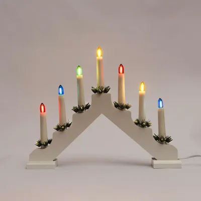 Image de Exihand Bougeoir de l'Avent 2262-210 en bois blanc HARLEKIN, 7x34V/0,2W LED Filament mix colors