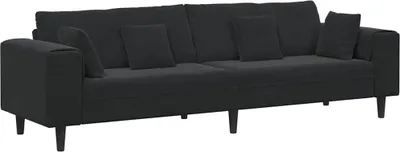 Produktbild von vidaXL Sofa mit Kissen Schwarz 250 x 77 x 76 cm Samt