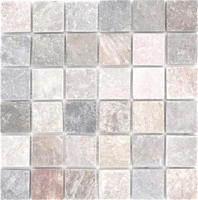 Produktbild von Mosaik Fliese Quarzit Naturstein Quarzit beige Küchenrückwand Spritzschutz grau MOS36-0204
