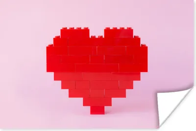 Produktbild von MuchoWow® Poster Herz - Bausteine - Rot 120x80 cm - Bilder