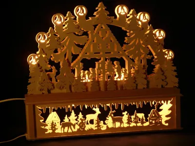 Produktbild von Original Erzgebirgischer Marken Schwibbogen Lichterbogen 50 x 43 cm K50-B_184