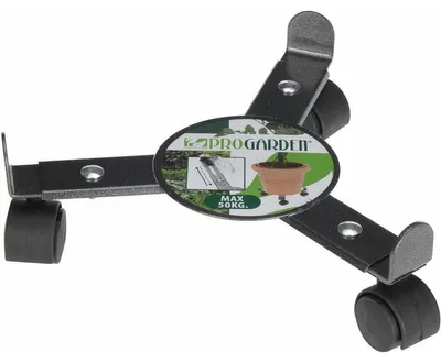 Image de Support de pot avec roulettes réglable gris métal (30 cm)