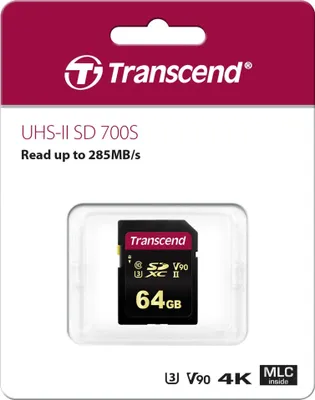Immagine prodotto di Transcend 700S - Scheda di memoria flash - 64 GB - Classe video V90 / UHS-II U3 / Classe10 - SDXC UHS-II