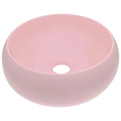 Zdjęcie produktu dla vidaXL Luksusowa okrągła umywalka różowa matowa 40x15 cm ceramiczna