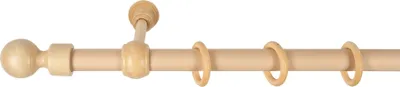 Produktbild von SN Deco - Stilgarnitur Gardinenstange Vorhangstange Giro, Holz, 28 mm, 1-Lauf, Komplettset mit Ringen, Farbe Natur, 120 cm