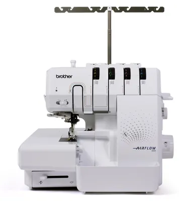 A white Brother Airflow 3000 overlock sewing machine is shown against a white background.