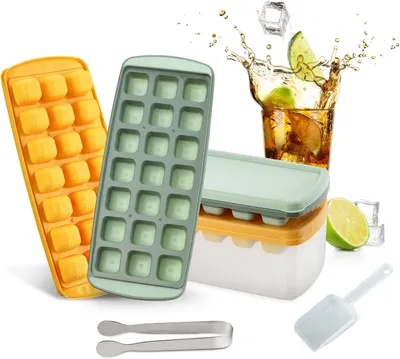 Produktbild von BEWOS Eisförmchen mit Deckel 4 Silikonförmchen mit Box