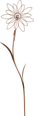 Produktbild von Riffelmacher Blumenstecker mit Silber-Kugel | 90?cm hoch | Metall rostfarben | Gartendeko Pflanzstecker modern elegant | 08014