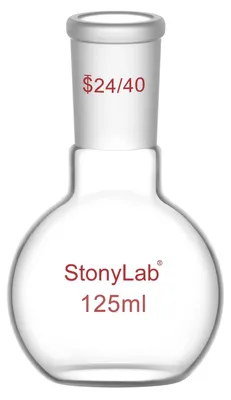 Kochkolben, einhalsig, flacher Boden, 24/40 NS, 125 ml