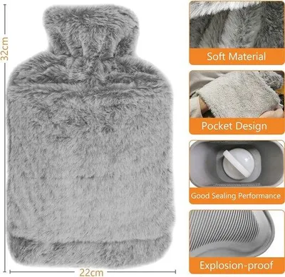 Produktbild von Famanu Warmwasserflasche 2 Liter - mit weichem Bezug